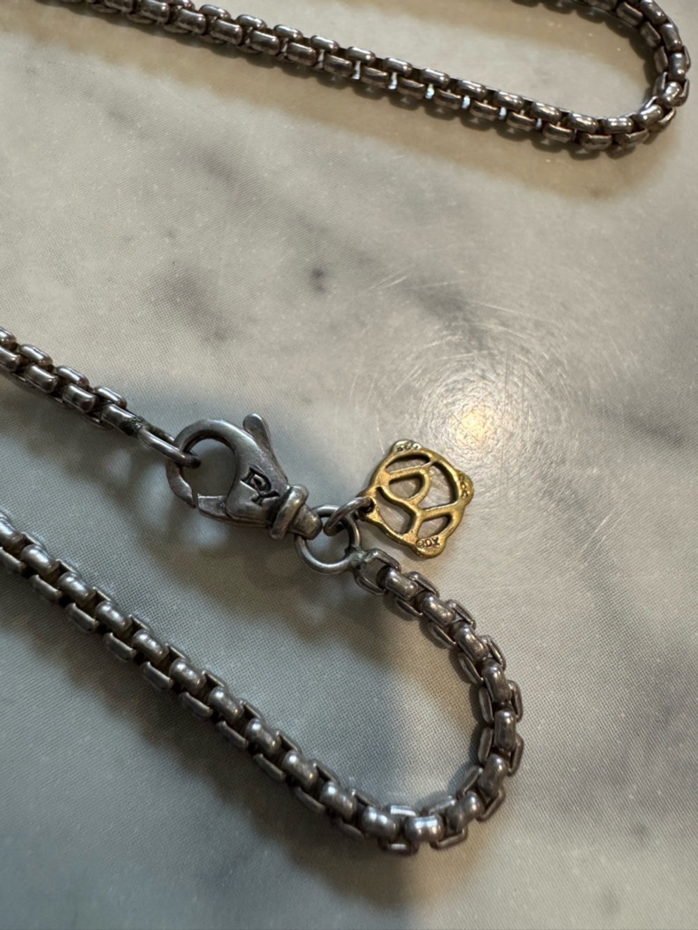 David Yurman Silver Chain Necklace with Gold Accent Charm - Picture 3 of 4